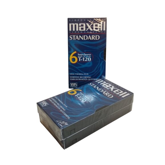 Lot Of 3-Maxell T-120 Standard Grade VHS Video Tapes-6 Hrs. New/Sealed - Picture 1 of 7